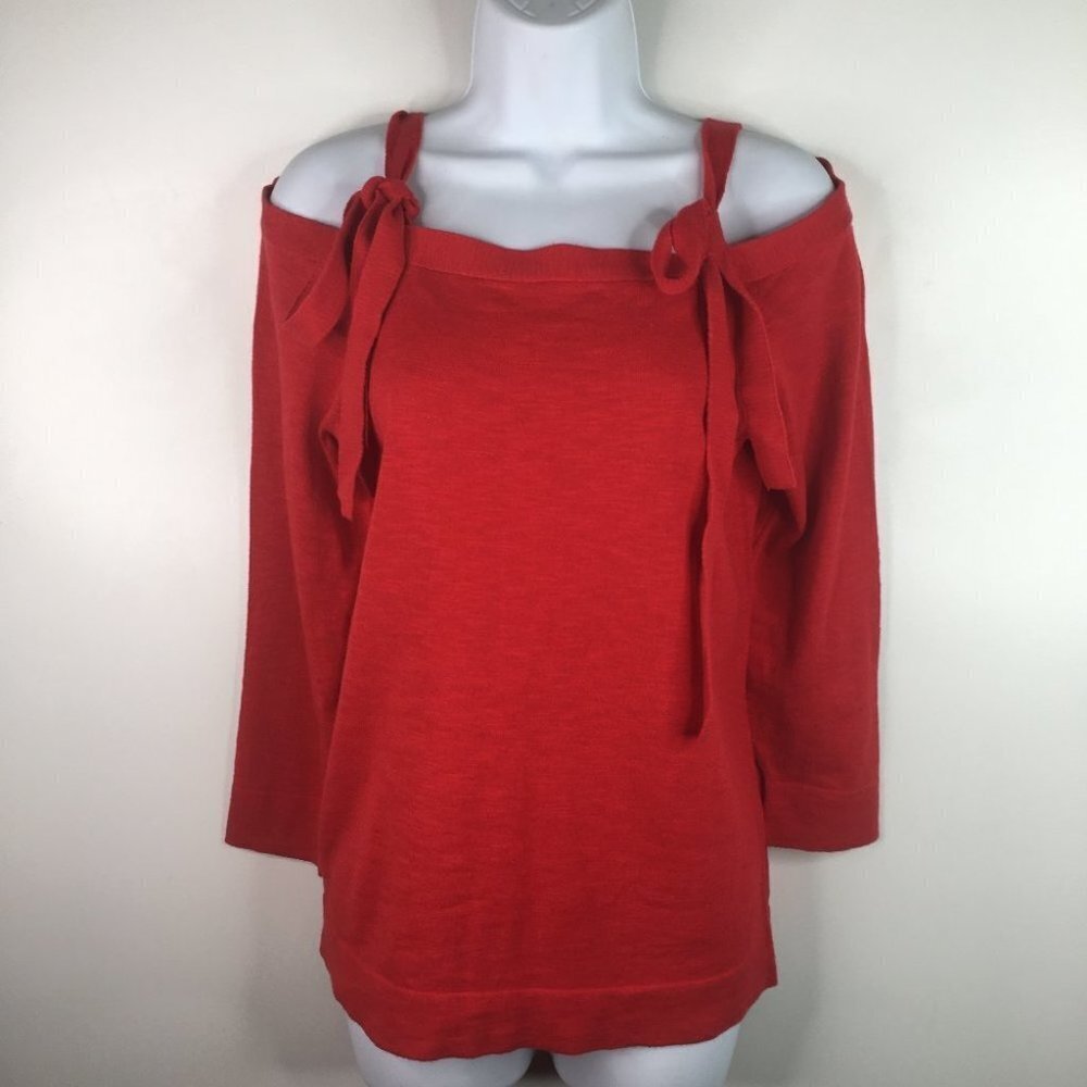 J. Crew Tie Off-Shoulder Red Sweater Medium